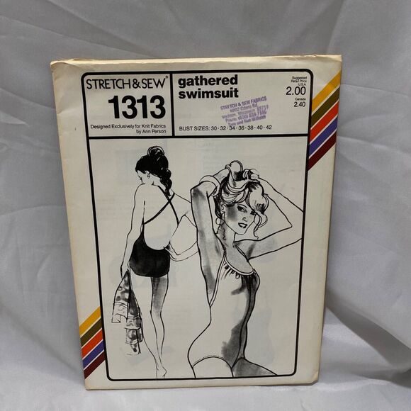 1979 Stretch and Sew Gathered Swimsuits Design Patterns by Ann Person - Picture 2 of 8